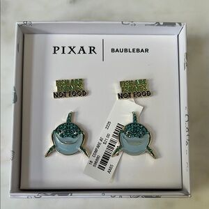 Pixar BaubleBar Finding Nemo Bruce / “Fish Are Friends Not Food” 2 Pack Earrings